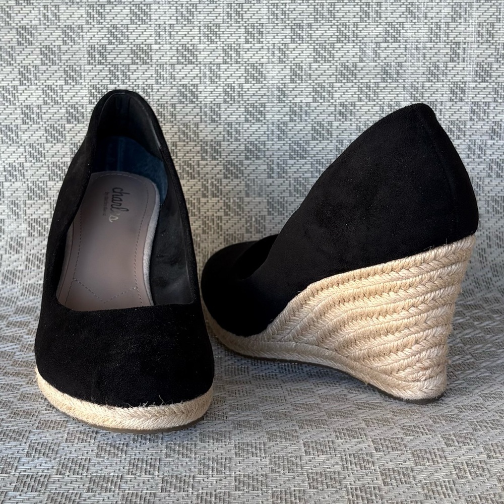 Charles by Charles David Simple Espadrille Wedge Pumps Black Size 8 1/2